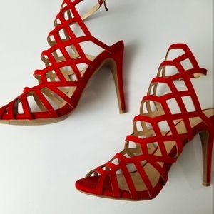 Wild Diva heeled sandals women's size 7 Red NIB